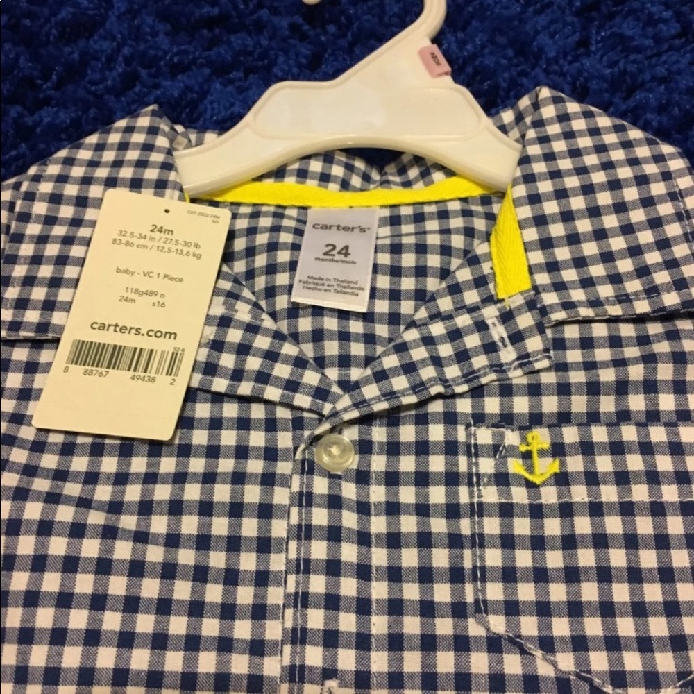 2 Carter’s Plaid Rompers - Picture 3 of 6